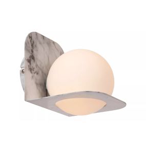 Lucide Davy - Wandleuchte - 14 x 16 x 16,7 cm - IP44 - weißer Marmor
