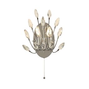 Searchlight Peacock - Wandleuchte mit Zugschalter - 14 x 24 cm - Chrom