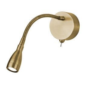 Searchlight Flexy - Wandleuchte mit flexiblem Lesearm - 7 x 29 cm - 0,8W LED inkl - Messing satiniert