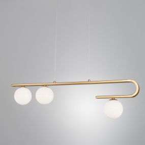 Nova Luce Cantona - Hängeleuchte - 80 x 10 x 180 cm - Messing gold und weiß