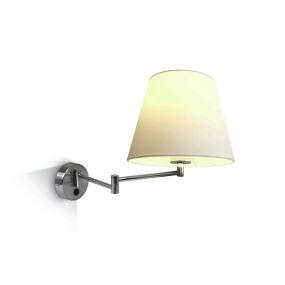 ONE Light Hotel Range - Wandleuchte mit Schalter - 26,2 x 30,5 cm - gebürstetes Chrom und Weiß