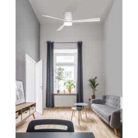 Nova Luce Silky - Deckenventilator mit Licht und Fernbedienung - Ø 132 x 25 cm - 18W LED inkl. - matt weiß
