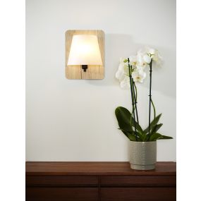 Lucide Idaho - Wandleuchte - 12 x 12 x 25 cm - hellbraun und opal