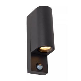 Lucide Zaro Round - Außenwandleuchte mit Sensor - 7 x 10,4 x 23 cm - IP65 - schwarz