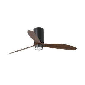 Faro Mini Tube - Deckenventilator mit Licht und Fernbedienung - Ø 128 cm - 17W LED inkl. - dunkelbraun und mattschwarz