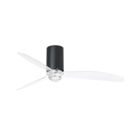 Faro Mini Tube - Deckenventilator mit Licht und Fernbedienung - Ø 128 cm - 17W LED inkl. - mattschwarz und transparent