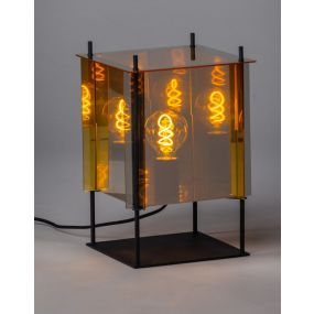 ETH Cube - tischleuchte - 25 x 25 x 38 cm - schwarz und gold/silber