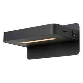 Lucide Atkin - Nachttischlampe mit USB-Anschluss - 25 x 14 x 11,5 cm - 5W LED inkl. - schwarz
