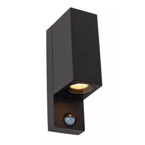 Lucide Zaro - Außenwandleuchte mit Sensor - 7 x 10,4 x 23 cm - IP65 - schwarz