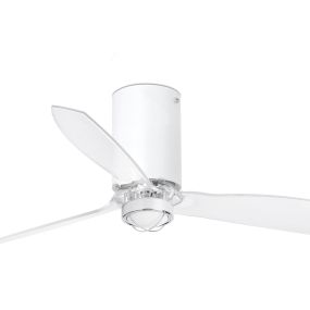 Faro Mini Tube - Deckenventilator mit Licht und Fernbedienung - Ø 128 cm - 17W LED inkl. - matt weiß und transparent