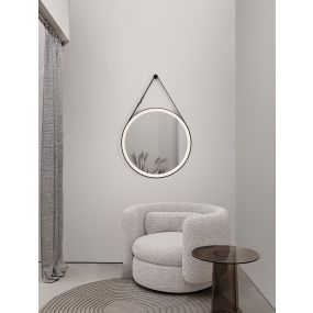 Nova Luce Rems - Spiegel mit Beleuchtung - Ø 64 x 85 x 4 cm - 29W LED inkl. - IP44 - sand schwarz