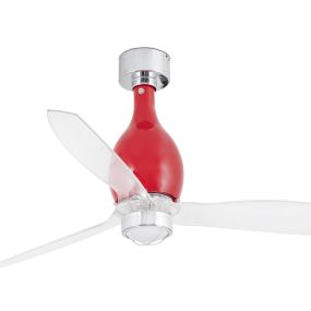 Faro Mini Eterfan - Deckenventilator mit Licht und Fernbedienung - Ø 128 cm - 17W LED inkl. - rot und transparent