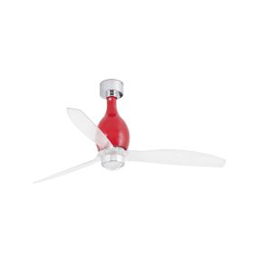 Faro Mini Eterfan - Deckenventilator mit Licht und Fernbedienung - Ø 128 cm - 17W LED inkl. - rot und transparent