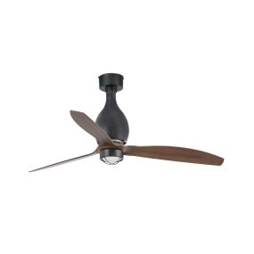 Faro Mini Eterfan - Deckenventilator mit Licht und Fernbedienung - Ø 128 cm - 17W LED inkl. - mattschwarz und dunkelbraun