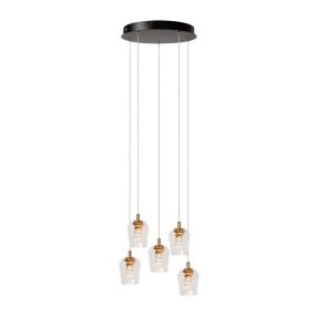 Lucide Berliane - Hängeleuchte - Ø 34 x 164,5 cm - 5 x 4W dimmbare LED inkl - transparent und gold
