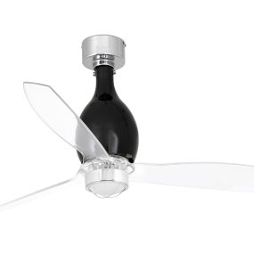 Faro Mini Eterfan - Deckenventilator mit Licht und Fernbedienung - Ø 128 cm - 17W LED inkl. - mattschwarz und transparent