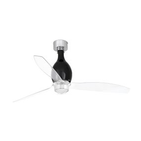 Faro Mini Eterfan - Deckenventilator mit Licht und Fernbedienung - Ø 128 cm - 17W LED inkl. - mattschwarz und transparent