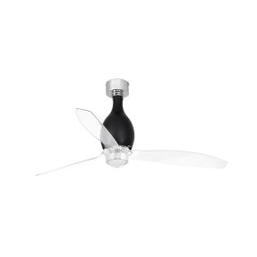 Faro Mini Eterfan - Deckenventilator mit Licht und Fernbedienung - Ø 128 cm - 17W LED inkl. - schwarz und transparent