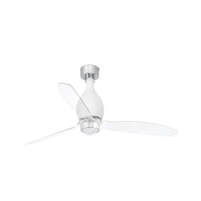 Faro Mini Eterfan - Deckenventilator mit Licht und Fernbedienung - Ø 128 cm - 17W LED inkl. - matt weiß und transparent