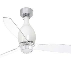 Faro Mini Eterfan - Deckenventilator mit Licht und Fernbedienung - Ø 128 cm - 17W LED inkl. - weiß und transparent