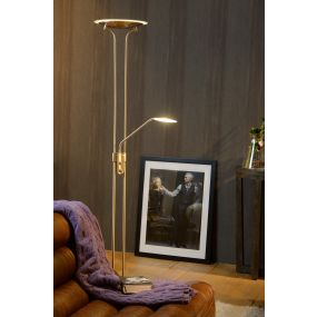 Lucide Champion - Stehleuchte - Ø 25,4 x 180 cm - 20W + 4W dimmbare LED inkl. - Chrom matt