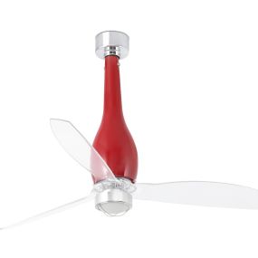 Faro Eterfan - Deckenventilator mit Licht und Fernbedienung - Ø 128 cm - 17W LED inkl. - rot und transparent