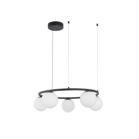 Nova Luce Joline - Pendelleuchte - Ø 50 x 155 cm - 40W LED inkl. - Sandschwarz und Opalweiß