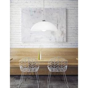 Nova Luce Prego - Hängeleuchte - Ø 40 x 100 cm - weiß und silber