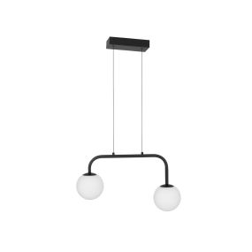 Nova Luce Joline - Pendelleuchte - 35 x 12,5 x 115 cm - 16W LED inkl. - sand schwarz und opal weiß