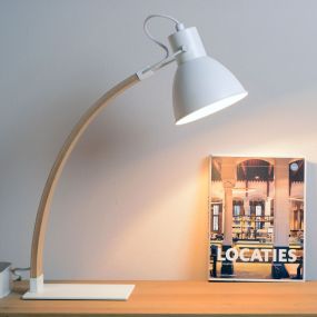 Lucide Curf - Schreibtischlampe - 20 x 40 x 54 cm - weiß, Holz