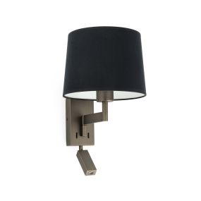 Faro Artis - Wandleuchte mit Schalter - 21,5 x 19 x 16 cm - 1W LED inkl. - schwarz und bronze