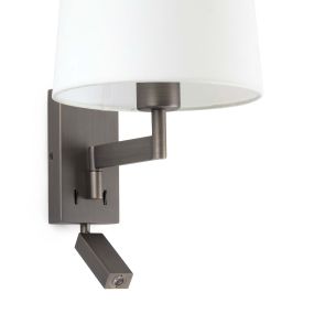 Faro Artis - Wandleuchte mit Schalter - 21,5 x 19 x 16 cm - 1W LED inkl. - weiß und bronze