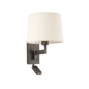 Faro Artis - Wandleuchte mit Schalter - 21,5 x 19 x 16 cm - 1W LED inkl. - beige und bronze