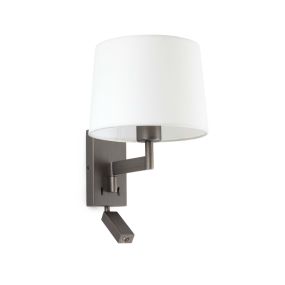 Faro Artis - Wandleuchte mit Schalter - 21,5 x 19 x 16 cm - 1W LED inkl. - weiß und bronze