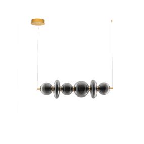 Nova Luce Navi - Hängelampe - 111,3 x 200 x 22 cm - 29W LED inkl. - Messing gold und rauchgrau