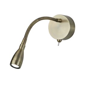 Searchlight LED Adjustable Wall Lights - Wandleuchte mit Schalter - 8 x 28,5 cm - 0,5W LED inkl - Messing antik