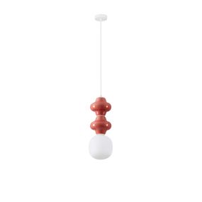 Nova Luce Clio - Hängelampe - Ø 18 x 215 cm - rot, weiß und Opalglas