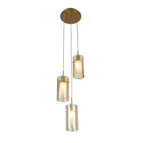 Searchlight Duo III - Hängeleuchte - Ø 26 x 120 cm - Bronze und Champagner