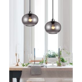 Nova Luce Jade - Hängeleuchte - Ø 30 x 120 cm - Rauchglas