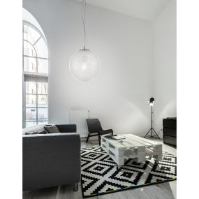 Nova Luce Frozen - Pendelleuchte - Ø 25 x 120 cm - transparent und chrom