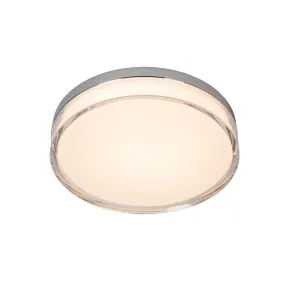 Lucide Plano - Außen-Deckenleuchte - Ø 28 x 5,9 cm - 16W dimmbare LED inkl - IP44 - opal und chrom