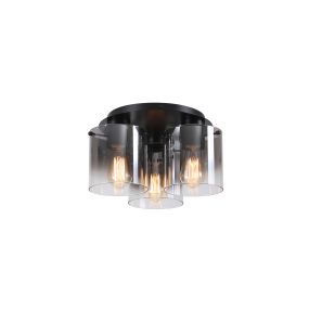Searchlight Sweden - Deckenleuchte - Ø 39 x 21 cm - mattschwarz und rauchfarben ombre