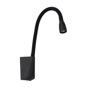Lucide Galen-LED - Nachttischlampe - 62 x 35 x 25 cm - 3W LED inkl. - schwarz