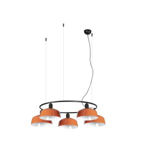 Faro Tatawin M - Pendelleuchte - Ø 96,6 x 100 x 210 cm - schwarz satiniert und rötlich orange glänzend