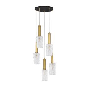 Nova Luce Certa - Hängelampe - Ø 35 x 150 cm - klarglas, messinggold und schwarz