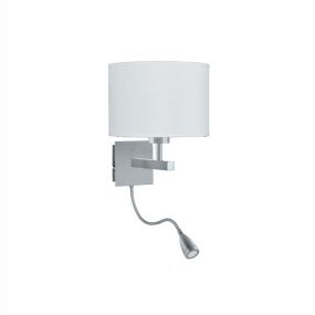 Searchlight Wall - Wandleuchte mit Doppelschalter - 20 x 25 cm - 1W LED inkl. - satiniert silber