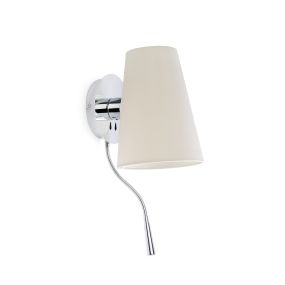 Faro Lupe - Wandleuchte mit Schalter - 10 x 25 x 42 cm - 1W LED inkl. - beige und chrom