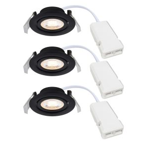 Nordlux Monolo 3-Kit - einbauspot - Ø 82 mm, Ø 68 mm einbaumaß - 3 Stufen dimmbar - 4,8W LED inkl. - schwarz