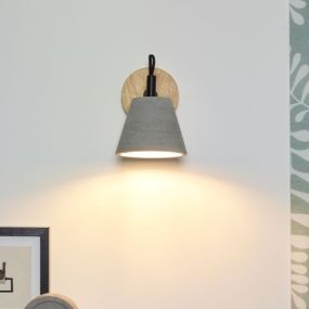 Lucide Possio - Wandleuchte - 15 x 23 x 18 cm - taupe, Holz
