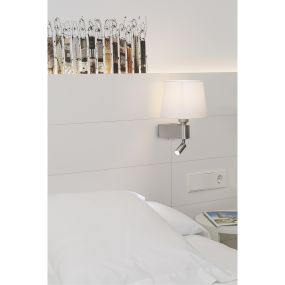 Faro Room - Wandleuchte mit Schalter - 20 x 22,5 x 29 cm - 3W LED inkl. - Weiß und Nickel satiniert